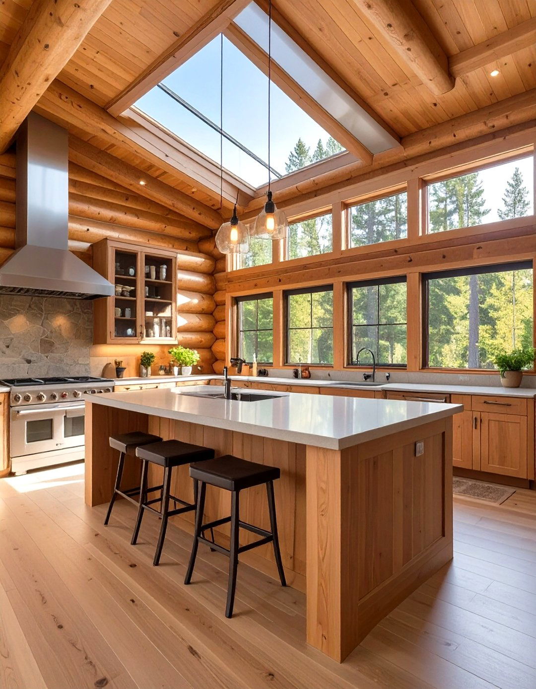 Maximizing Light with a Kitchen Skylight - 30 modern log cabin kitchen ideas