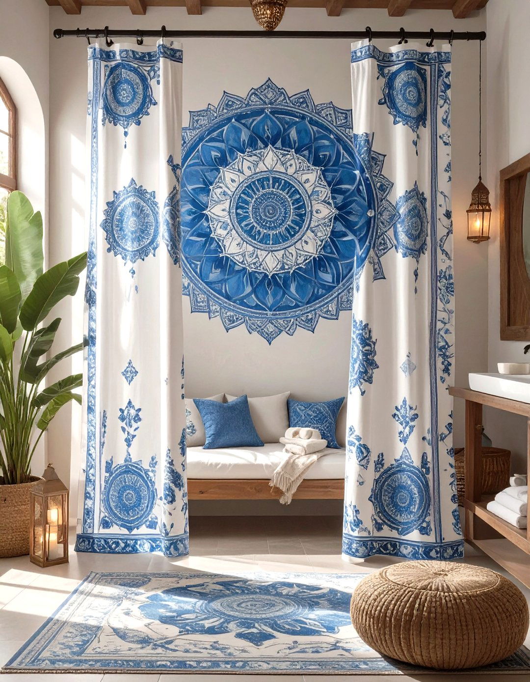 Medallion Pattern Shower Curtain - 30 shower curtain ideas