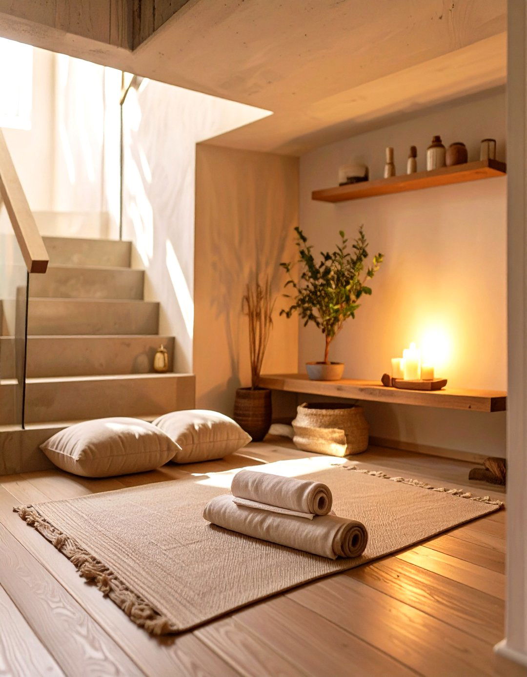 Meditation and Yoga Corner Under Basement Stairs - 30 under basement stairs ideas