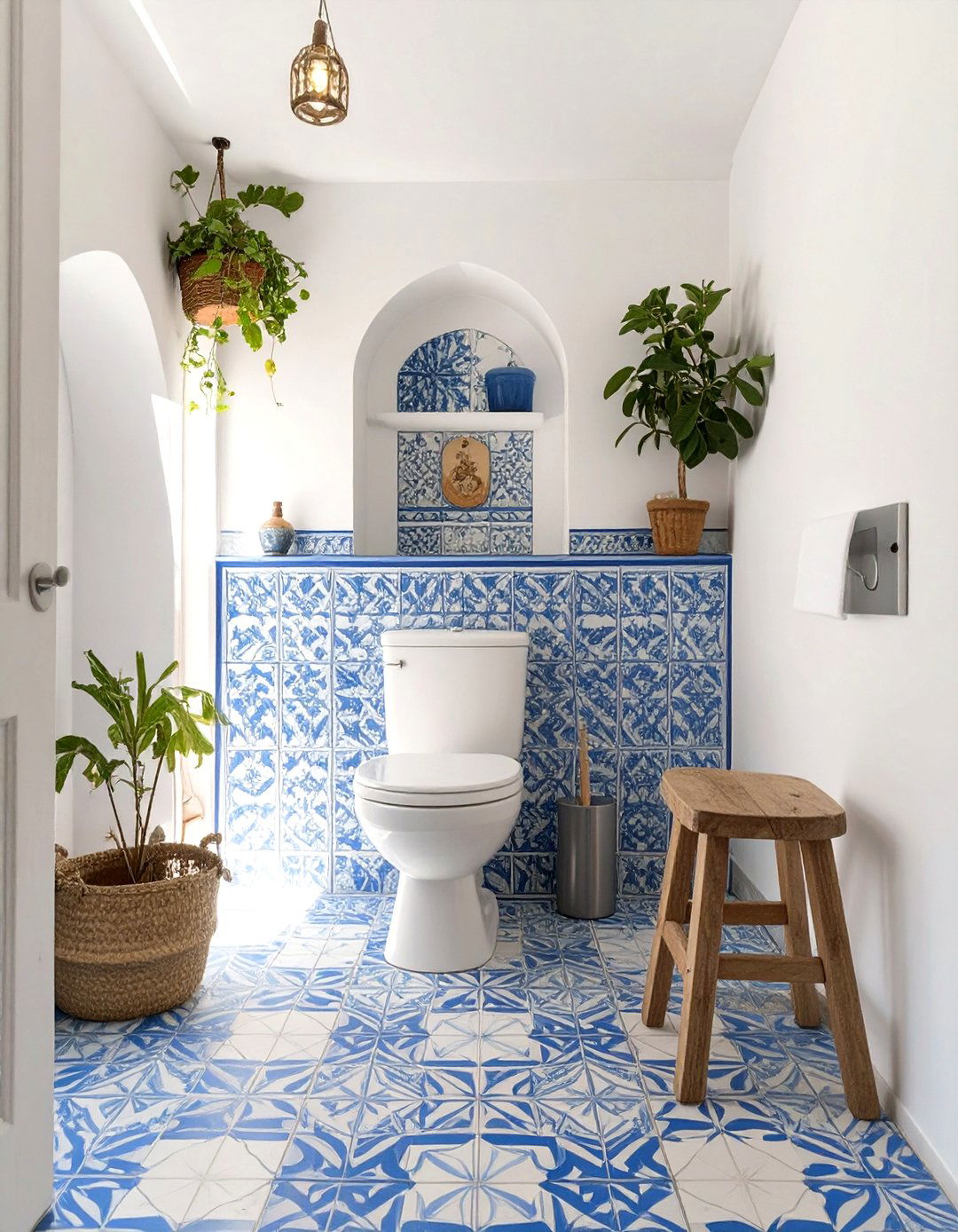 Mediterranean Blue and White Toilet Bathroom - 30 indian toilet bathroom design ideas