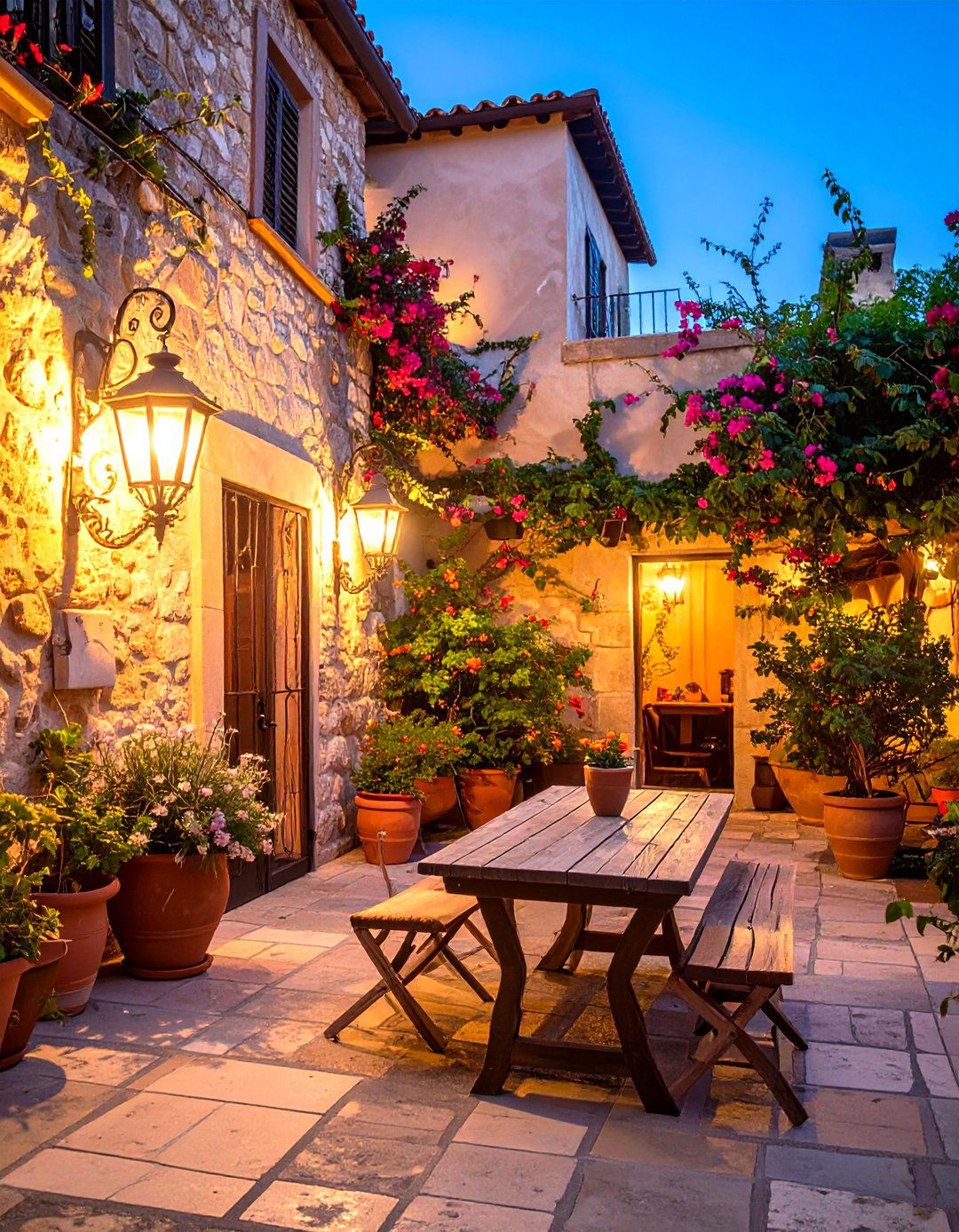 Mediterranean Courtyard With Lanterns - 30 outdoor light ideas