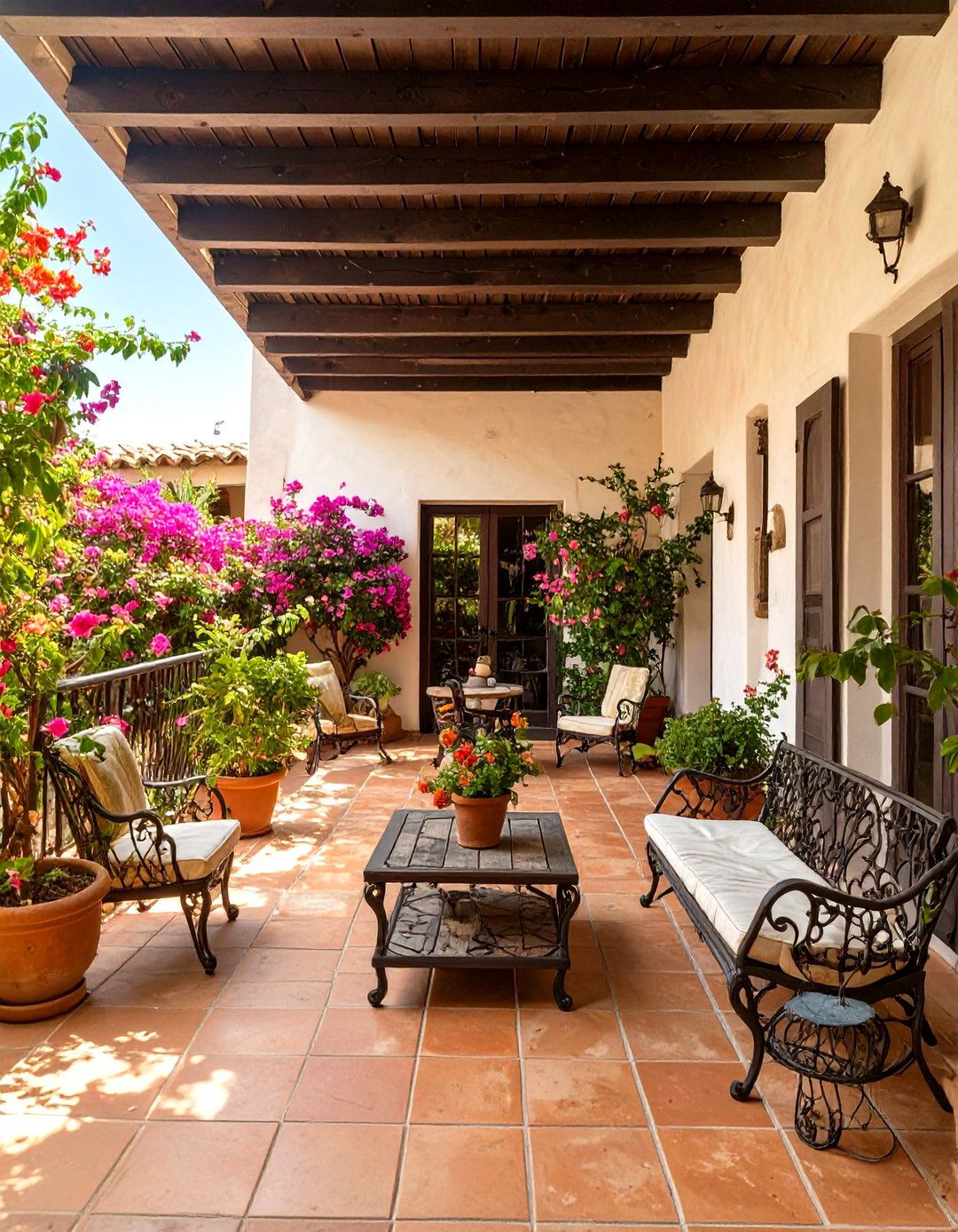 Mediterranean Courtyard with Terracotta - 30 covered patio ideas attached to house
