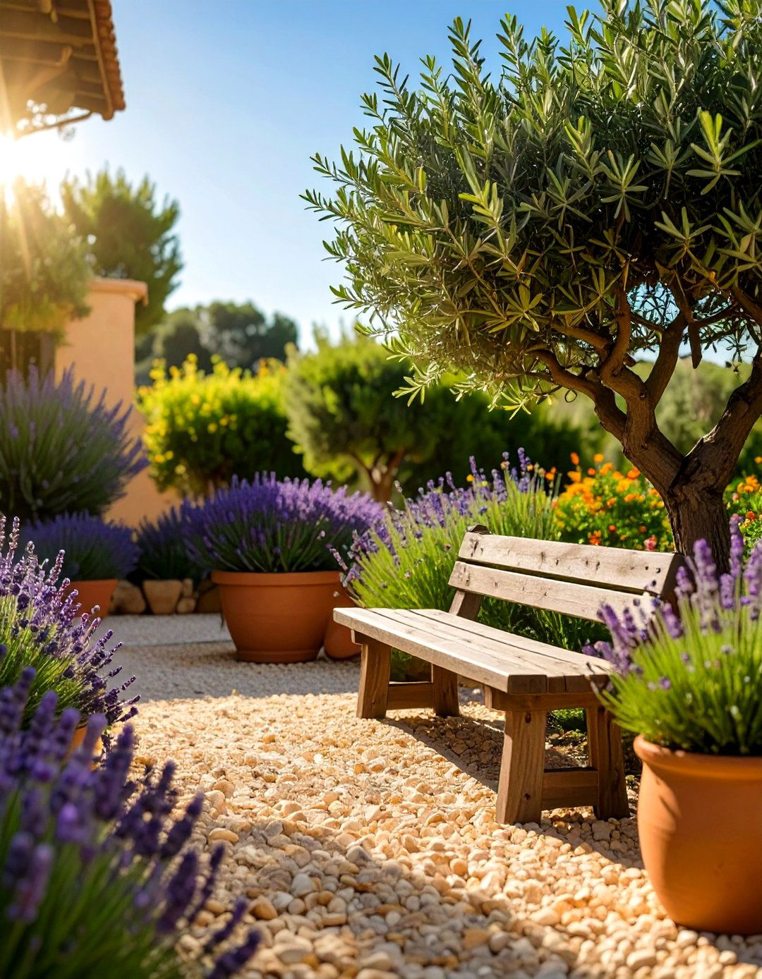 Mediterranean Gravel Garden - 30 corner landscaping ideas