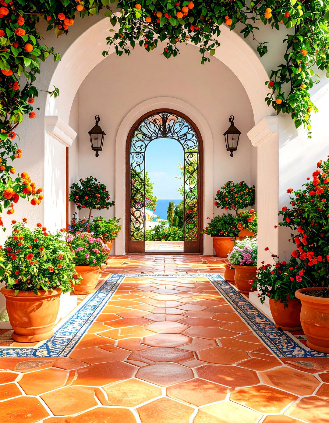 Mediterranean Inspired Terracotta Tile Entryway Flooring - 30 entryway flooring ideas