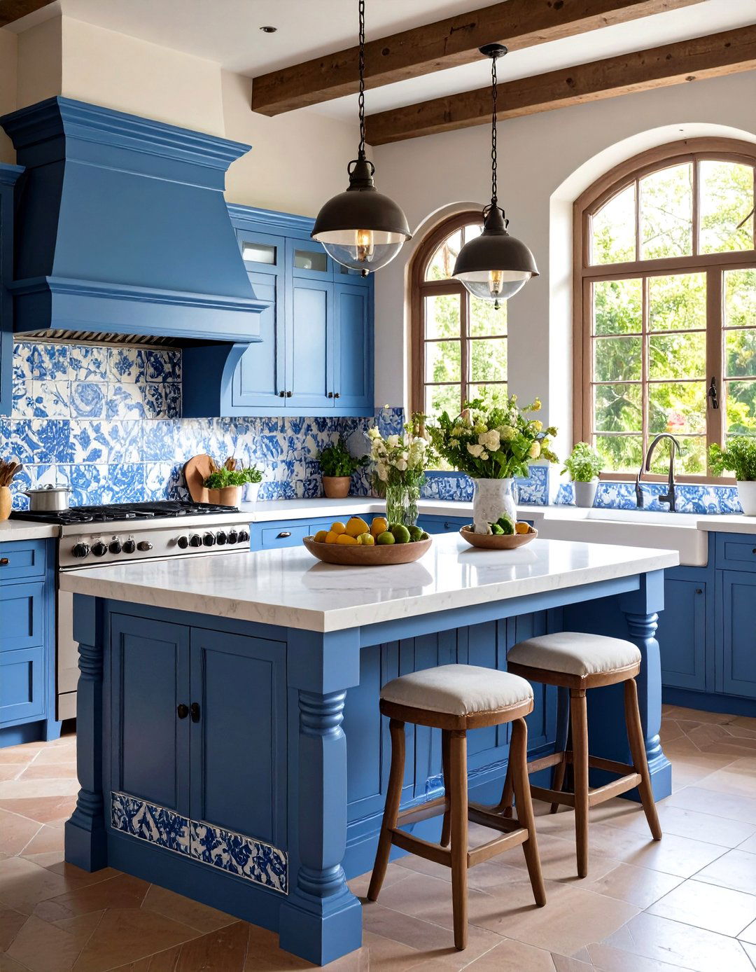 Mediterranean Inspired Tiled Kitchen Island - 30 island kitchen ideas