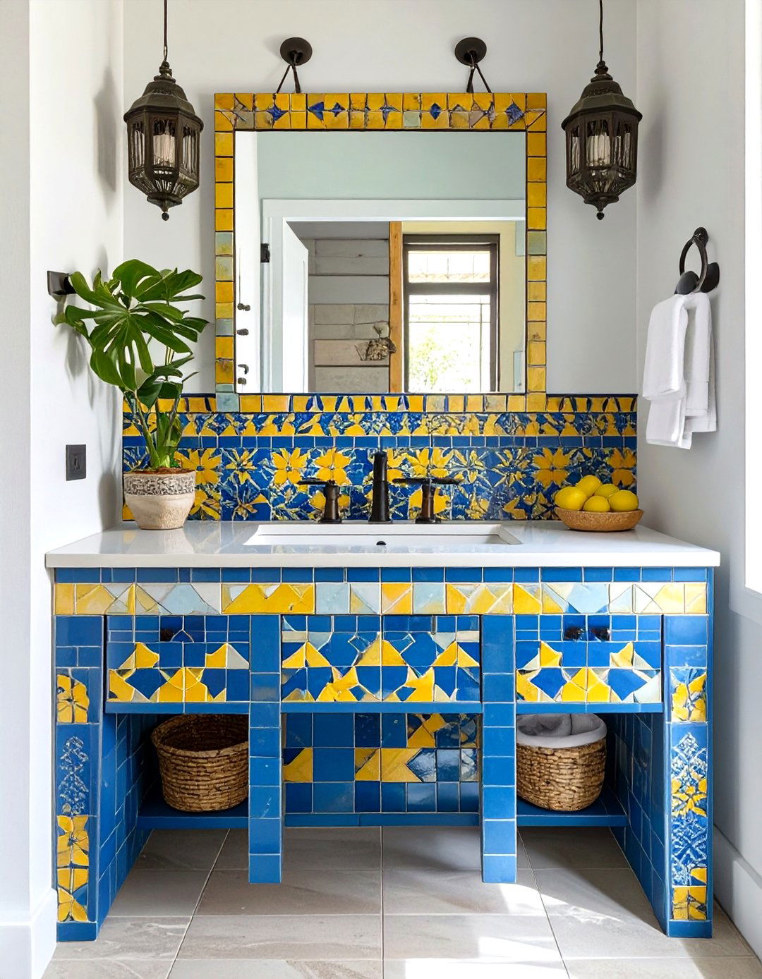 Mediterranean Inspired Tiled Vanity - 30 vanity ideas