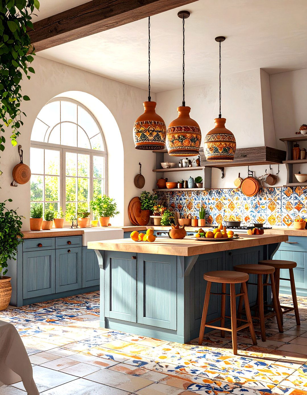 Mediterranean Kitchen Terracotta Pendants - 30 kitchen lights ideas