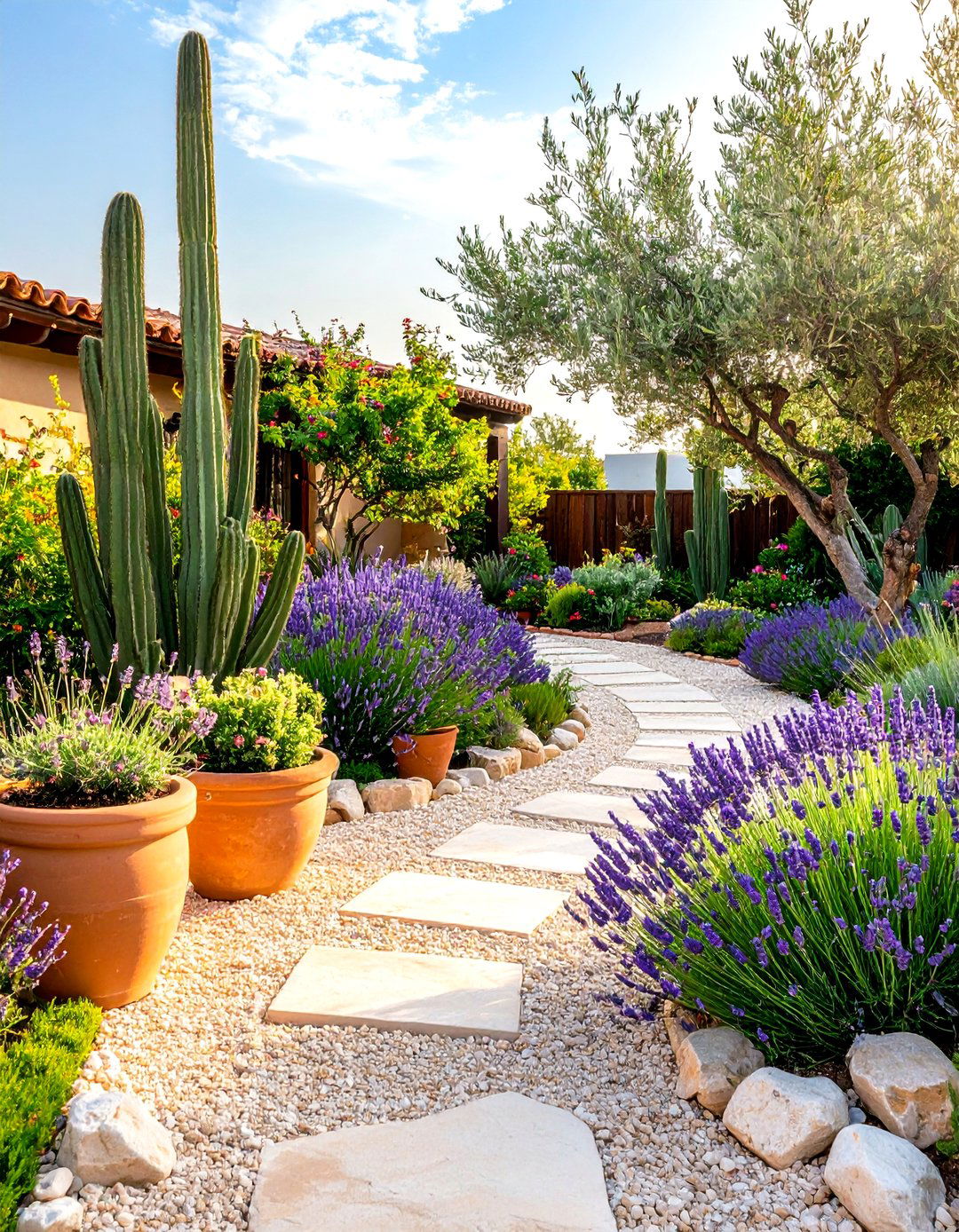 Mediterranean Meets Desert Garden - 30 front yard cactus garden ideas