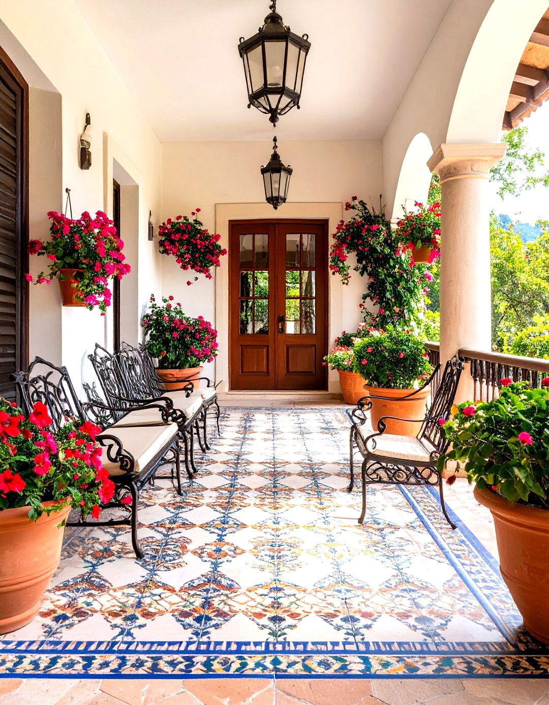 Mediterranean Mosaic Tile Flooring - 30 front porch flooring ideas
