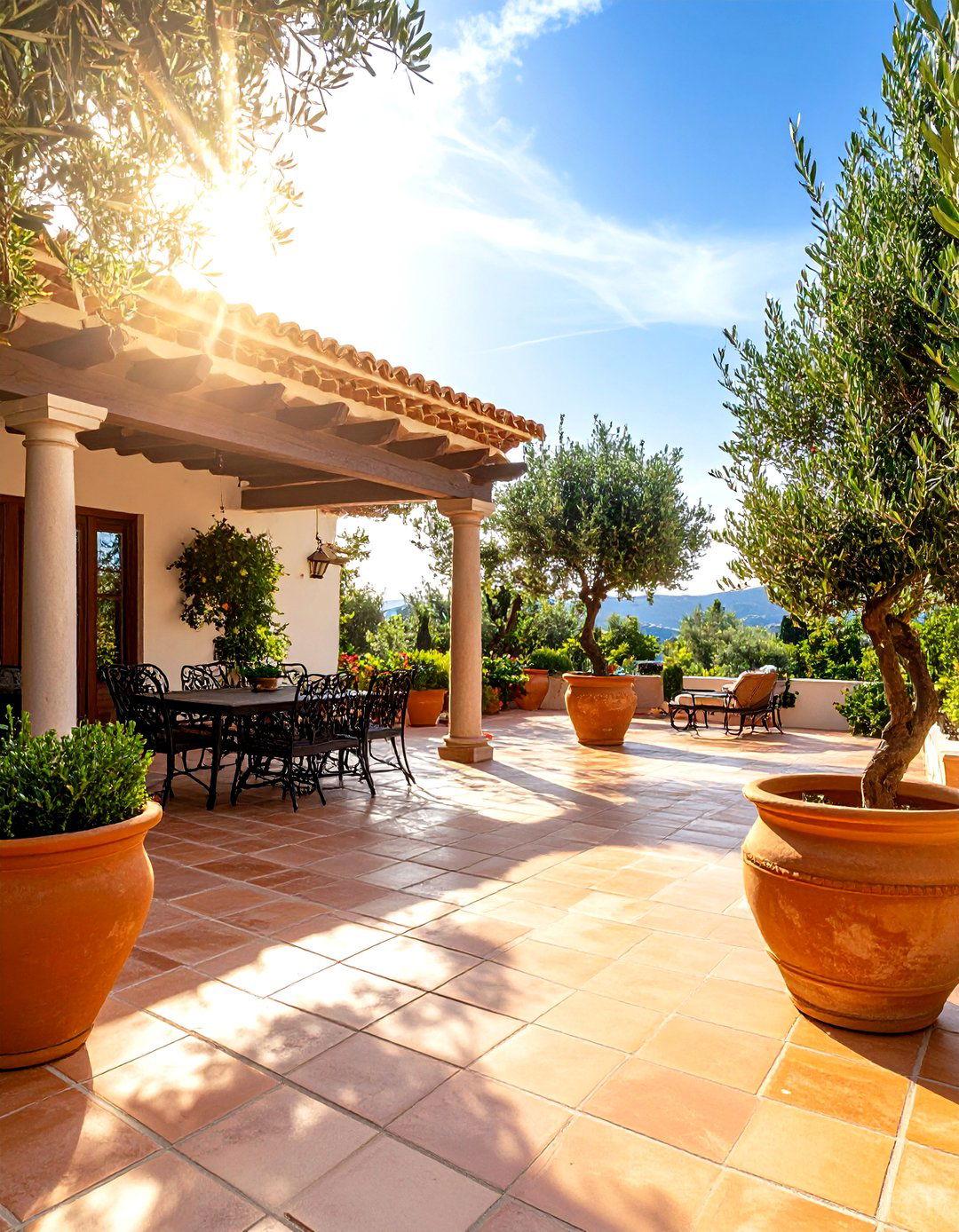 Mediterranean Patio with Terracotta - 30 patio landscape ideas