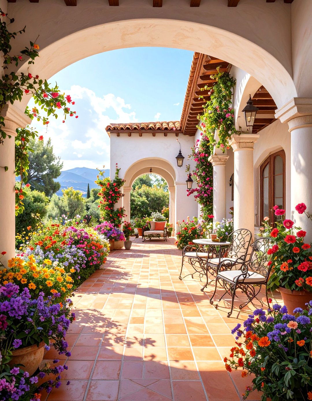 Mediterranean Style Covered Patio with Arches - 30 outdoor covered patio ideas