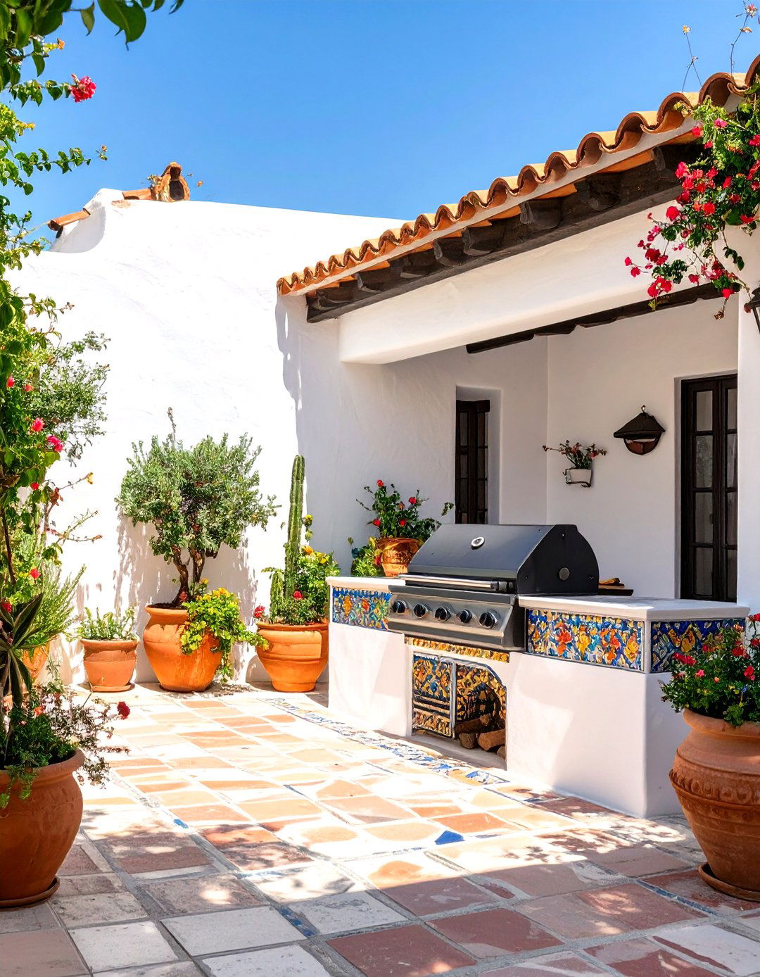Mediterranean Style Outdoor Grill with Stucco Finish - 30 outdoor grill ideas
