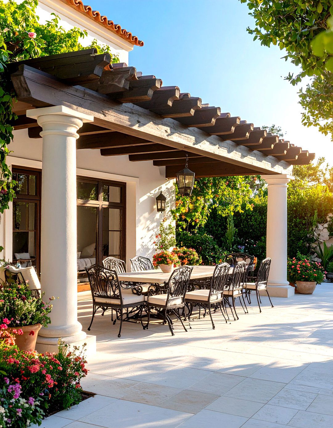 Mediterranean Style Stucco Pergola - 30 outdoor pergola ideas