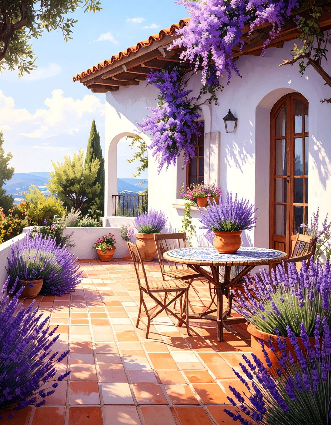 Mediterranean Terrace with Terracotta Tiles - 30 deck floor covering ideas