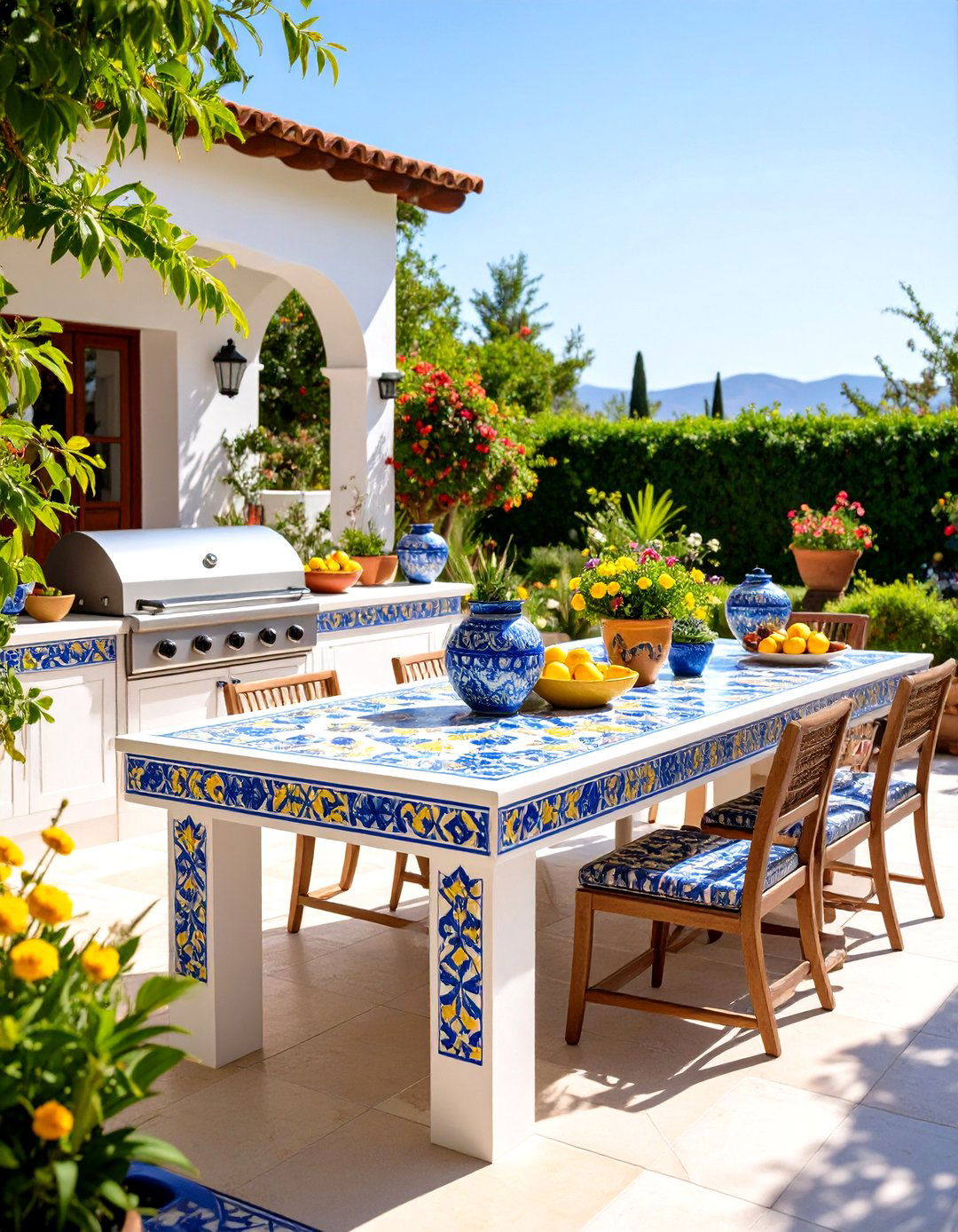 Mediterranean Tile Patio Grill Counter - 30 patio grill ideas