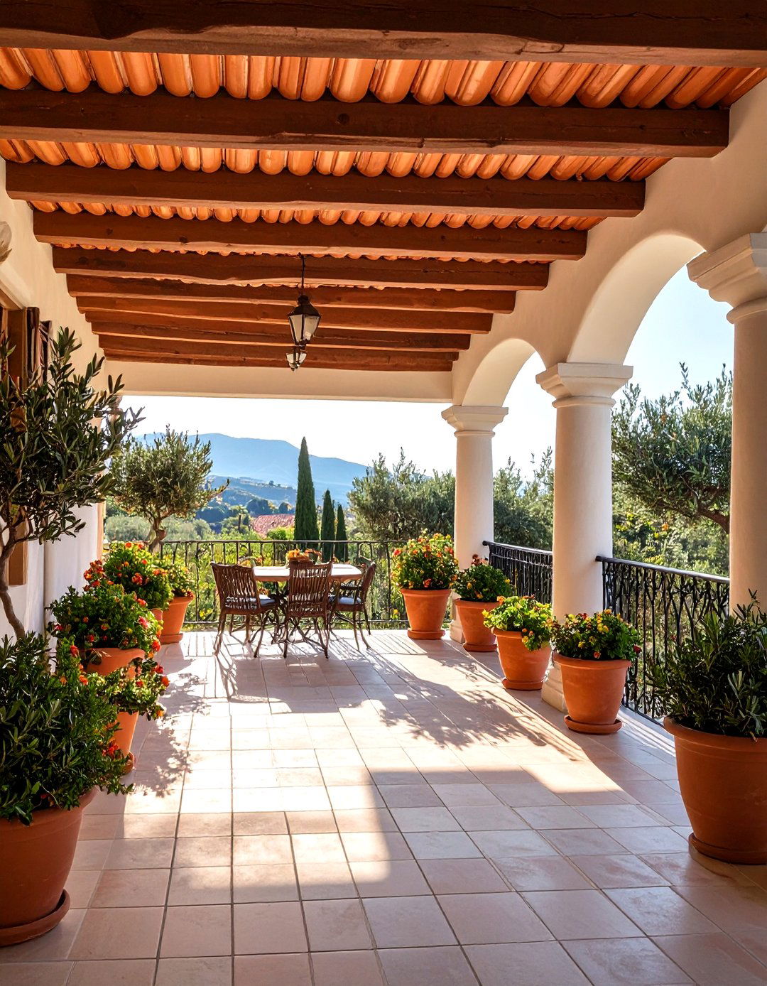 Mediterranean Tile Roof Awning - 30 front porch awning ideas