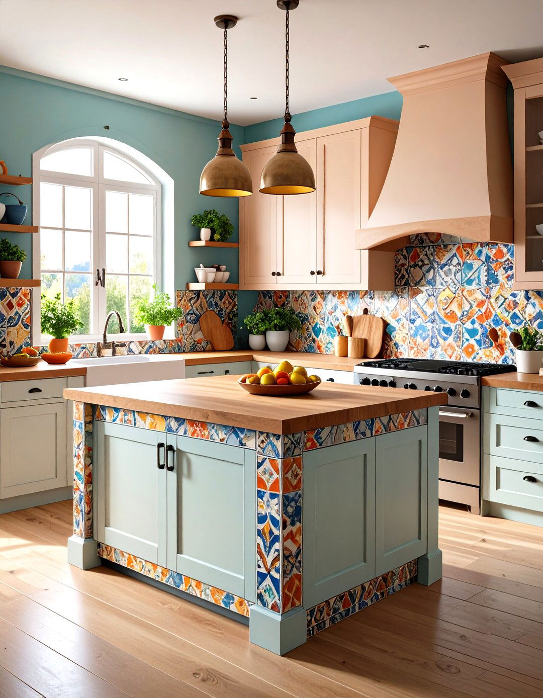 Mediterranean Tiled Peninsula - 30 kitchen peninsula ideas