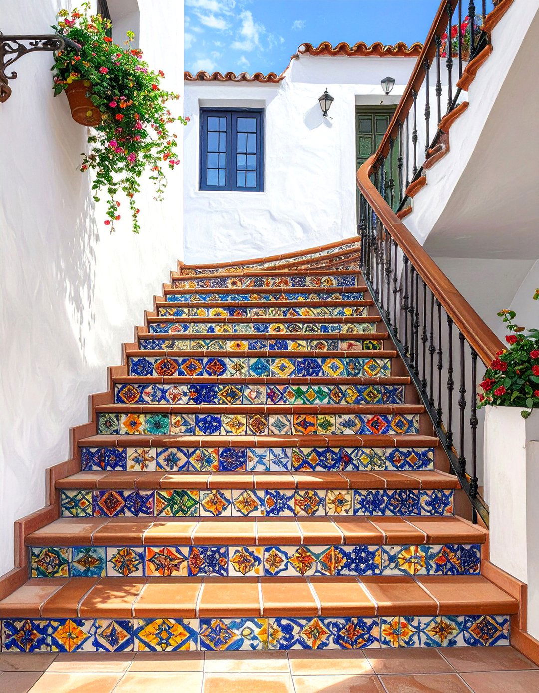 Mediterranean Tiled Riser Staircase Design - 30 ai staircase design ideas