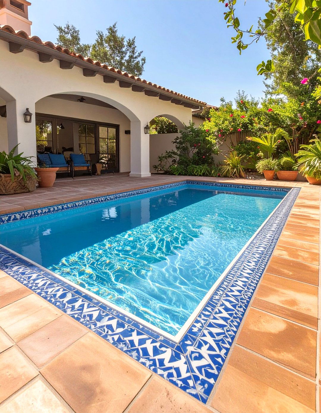 Mediterranean Tiled Small Pool - 30 small backyard pool designs