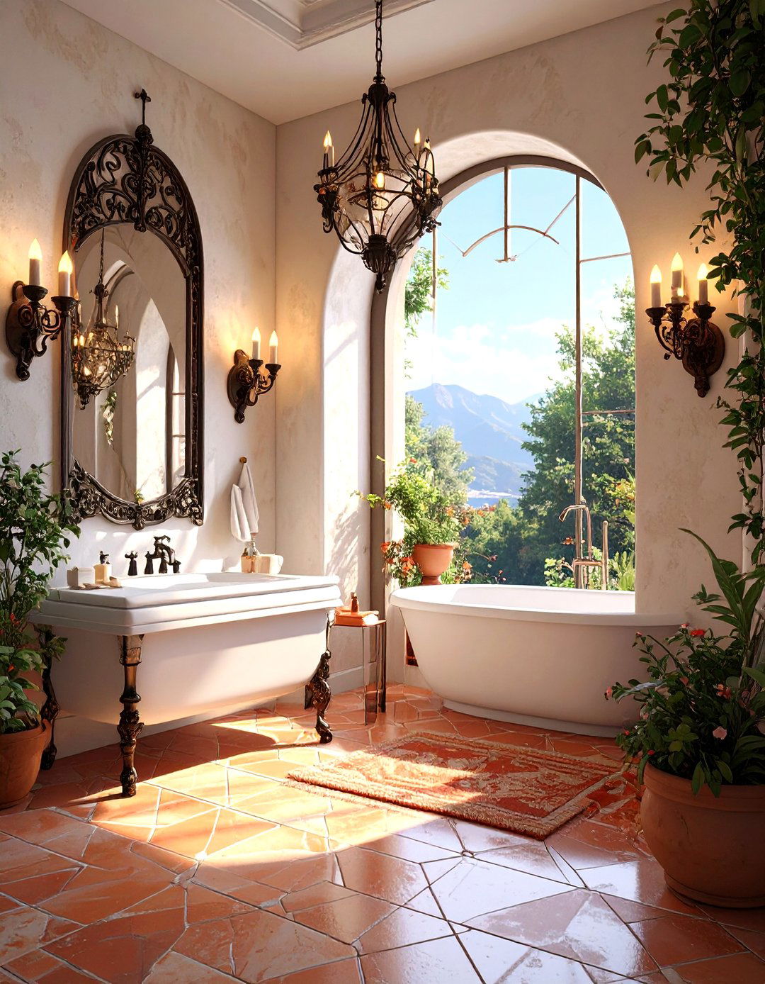 Mediterranean Wrought Iron Fixtures - 30 bathroom lighting ideas