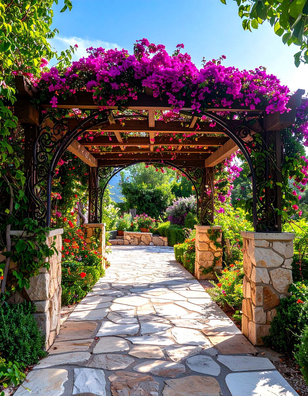 Mediterranean Wrought Iron Garden Arbor - 30 garden arbor ideas