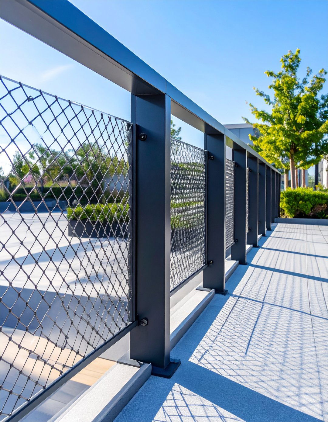 Mesh Panel Railing Infill - 30 modern deck railing ideas