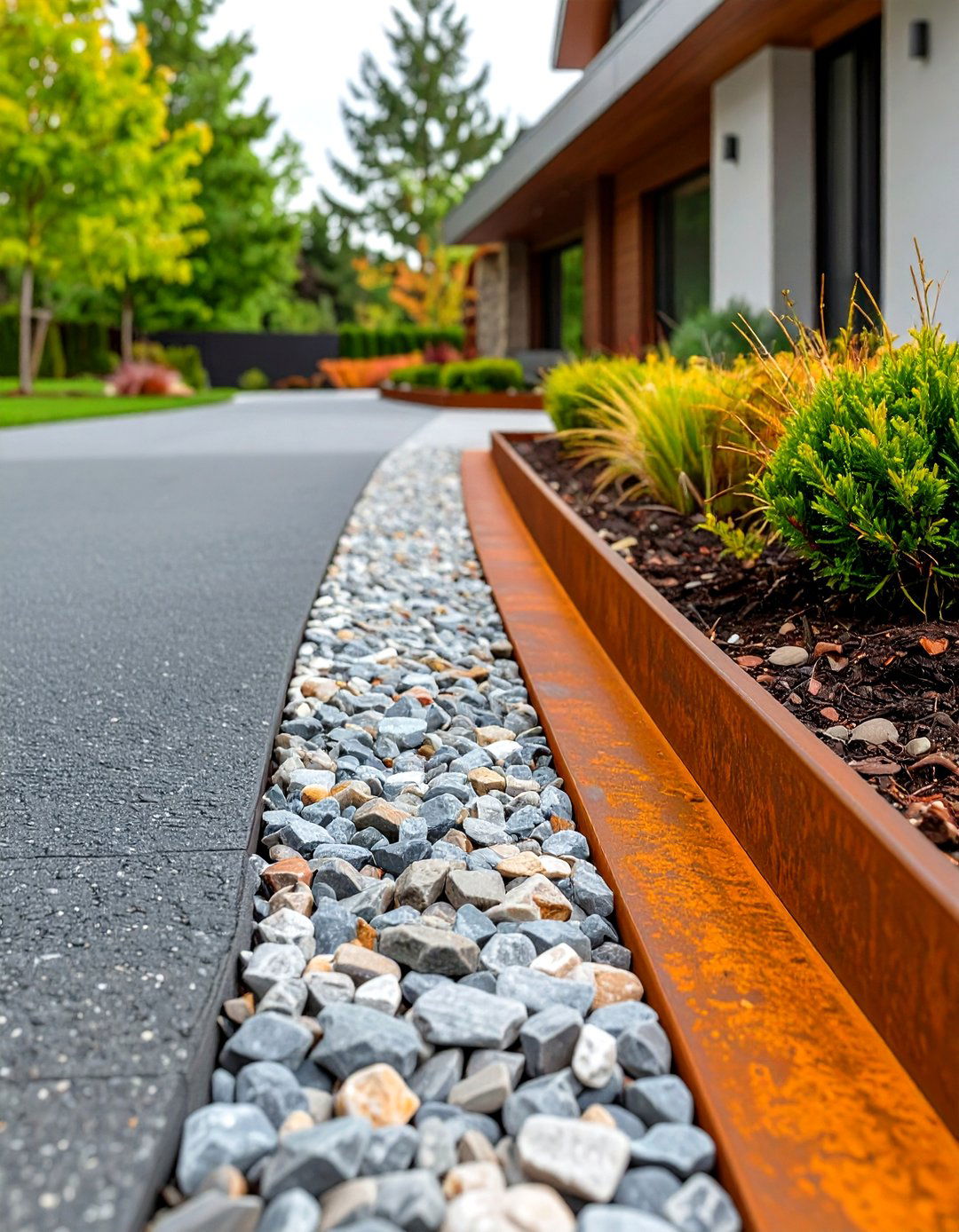Metal Edging for a Sharp Modern Line - 30 side driveway landscaping ideas