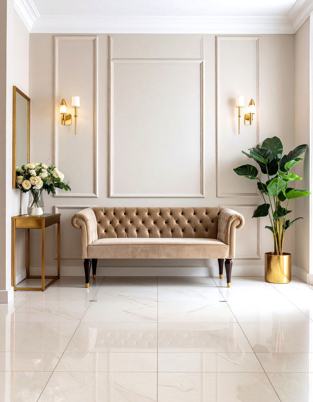 Metallic Accent Entryway Tile - 30 entryway tile ideas