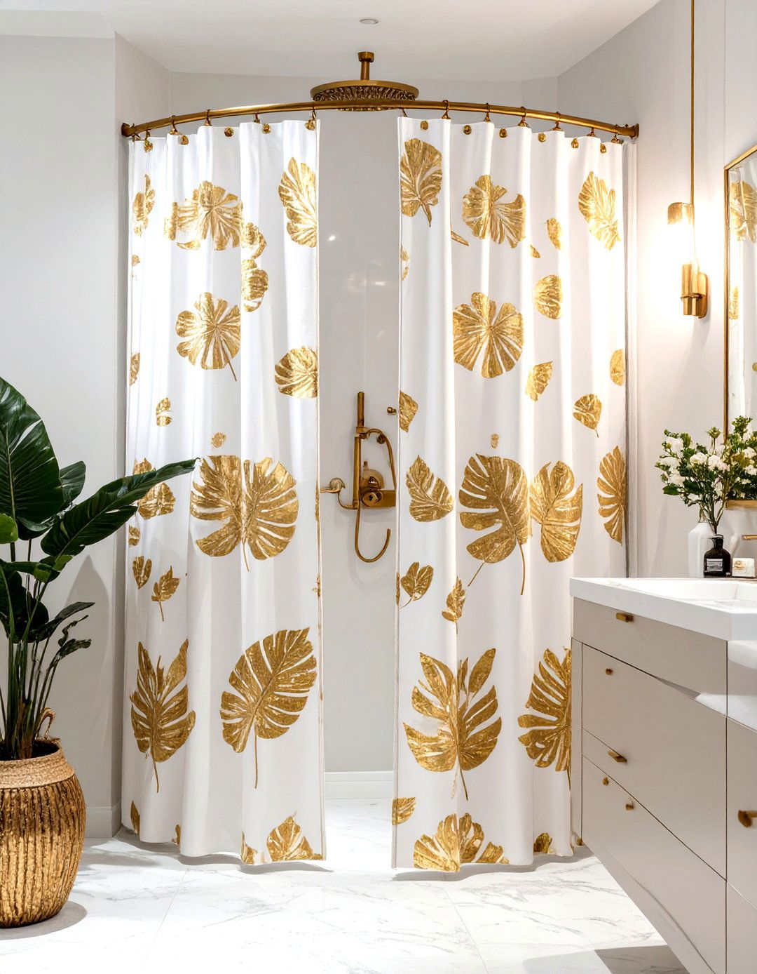 Metallic Accent Shower Curtain - 30 elegant shower curtain ideas