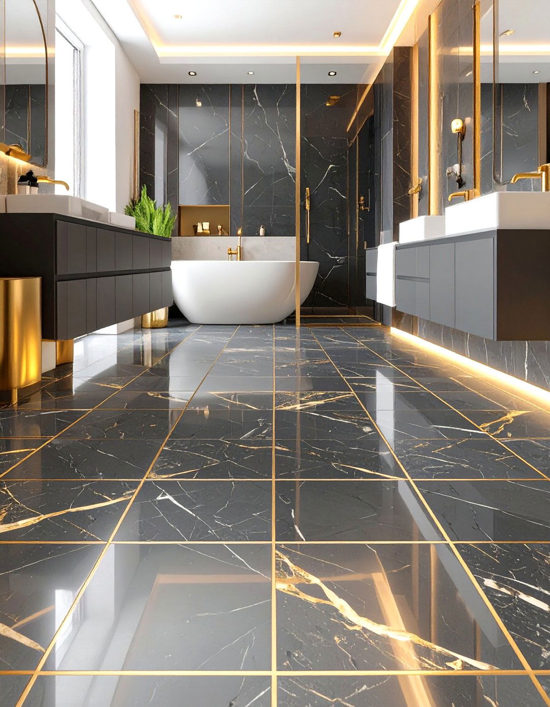 Metallic Accent Tiles - 30 bathroom floor tile ideas 2025