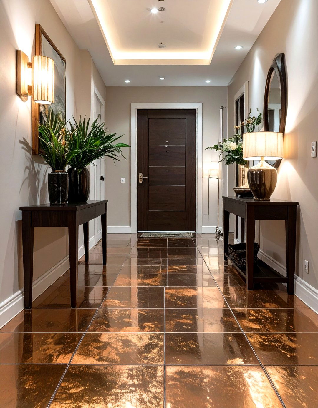 Metallic Finish Porcelain Tile - 30 modern entryway tile ideas