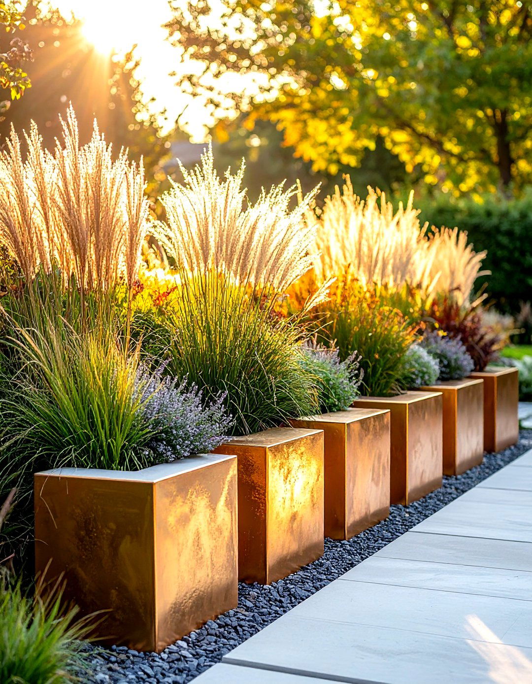 Metallic Gold and Copper Cinder Blocks - 30 painted cinder block garden ideas