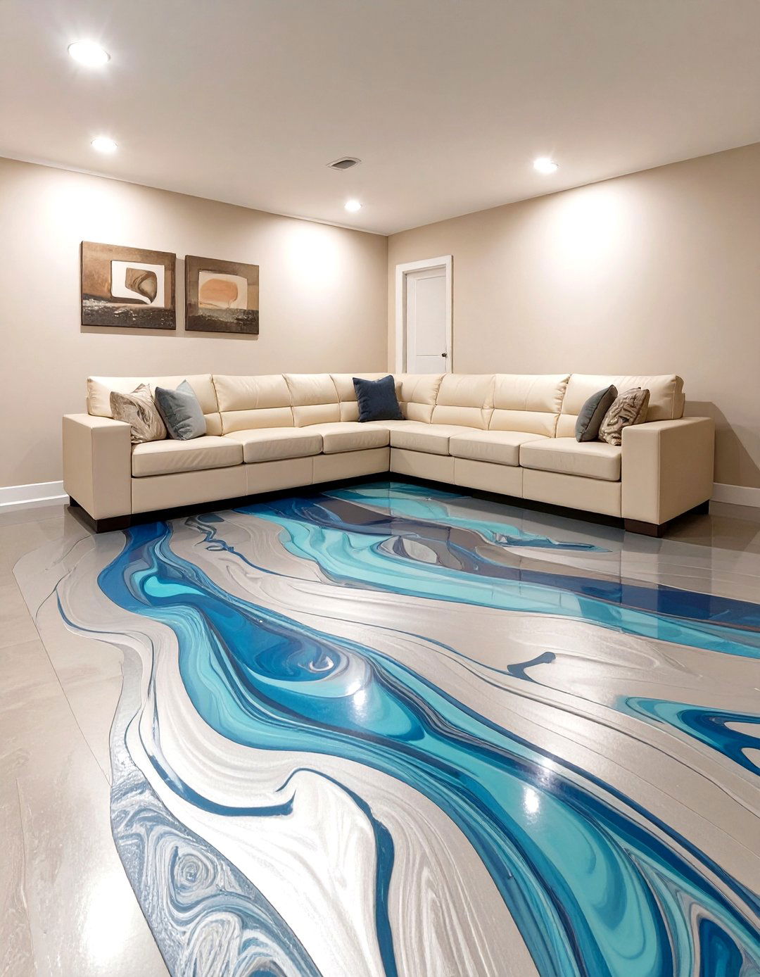 Metallic Ocean Blue Epoxy Basement Floor - 30 epoxy basement floor ideas