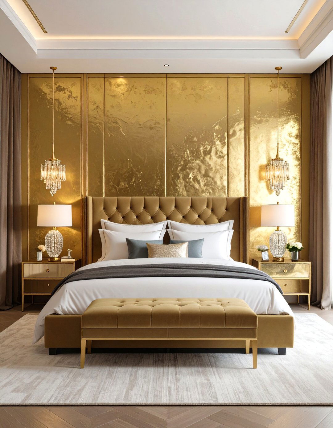 Metallic Paint or Leafing - 30 accent wall ideas for bedroom