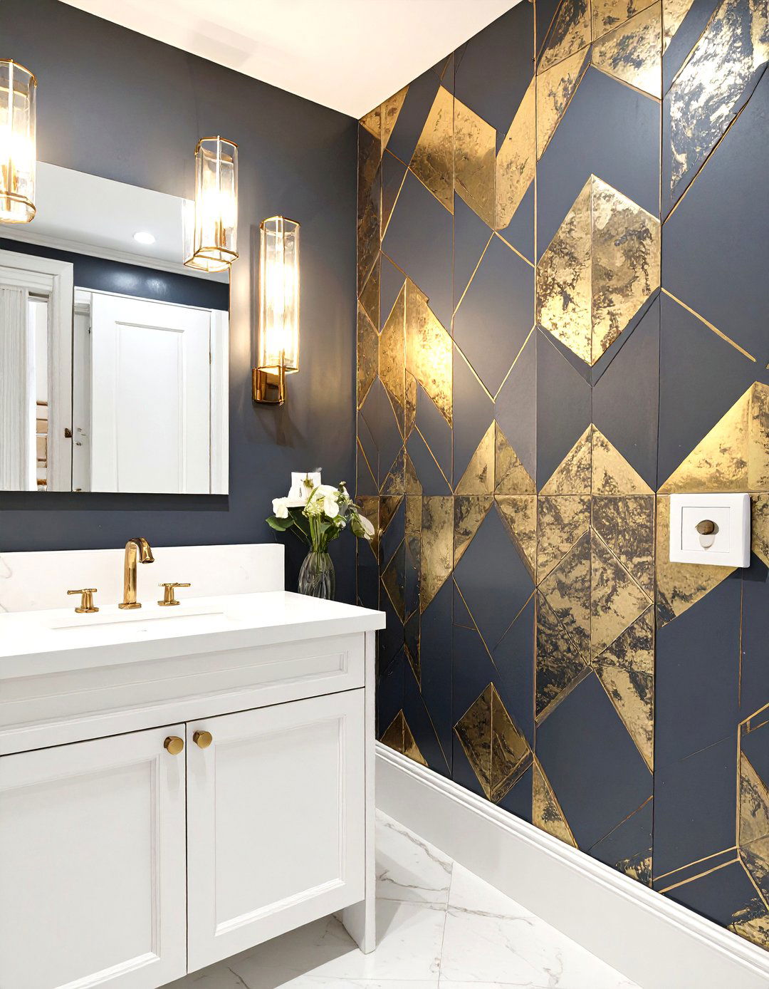 Metallic Sheen Half Bathroom - 30 half bathroom wallpaper ideas