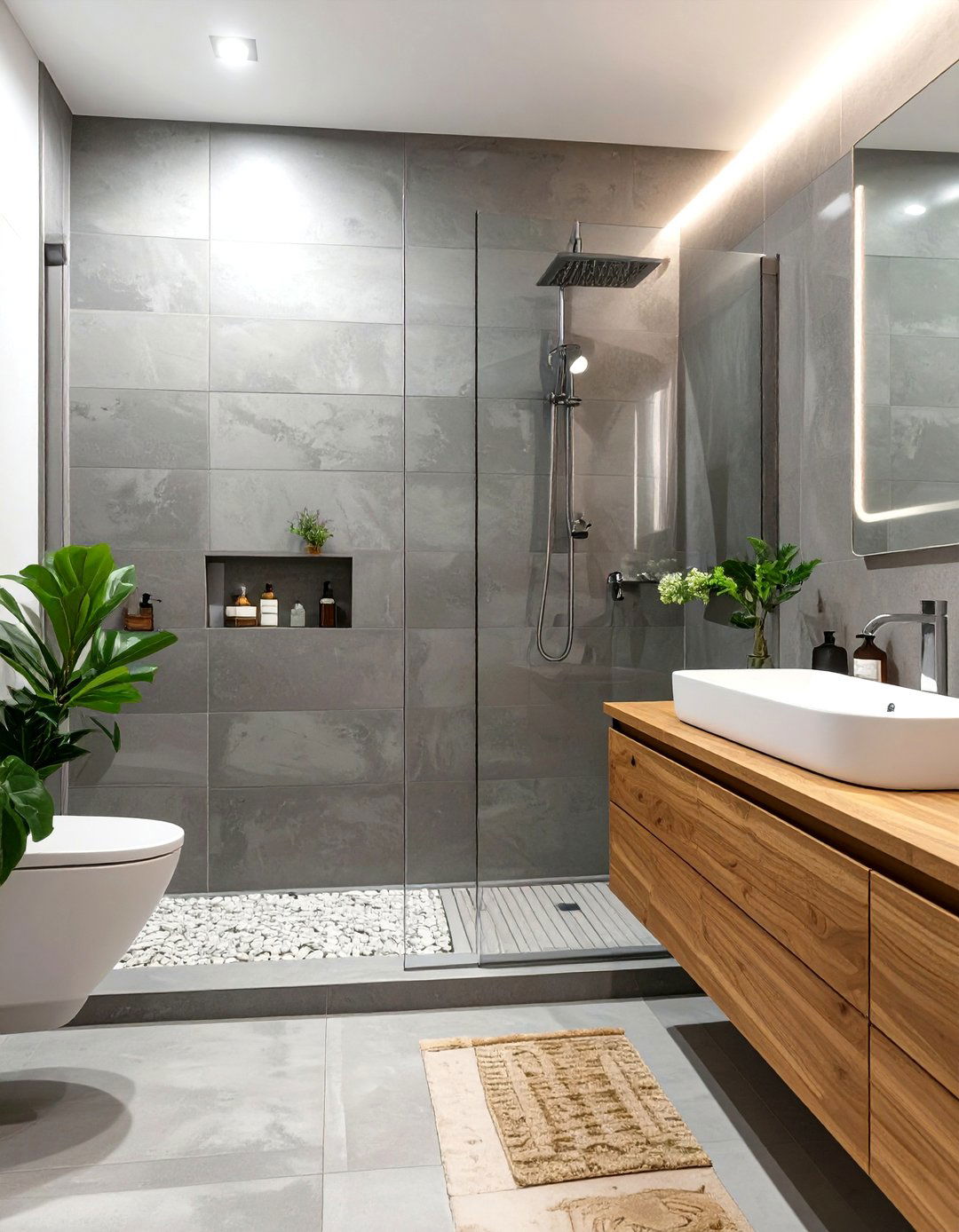 Micro Cement Modern Grey Bathroom - 30 grey modern small bathroom designs