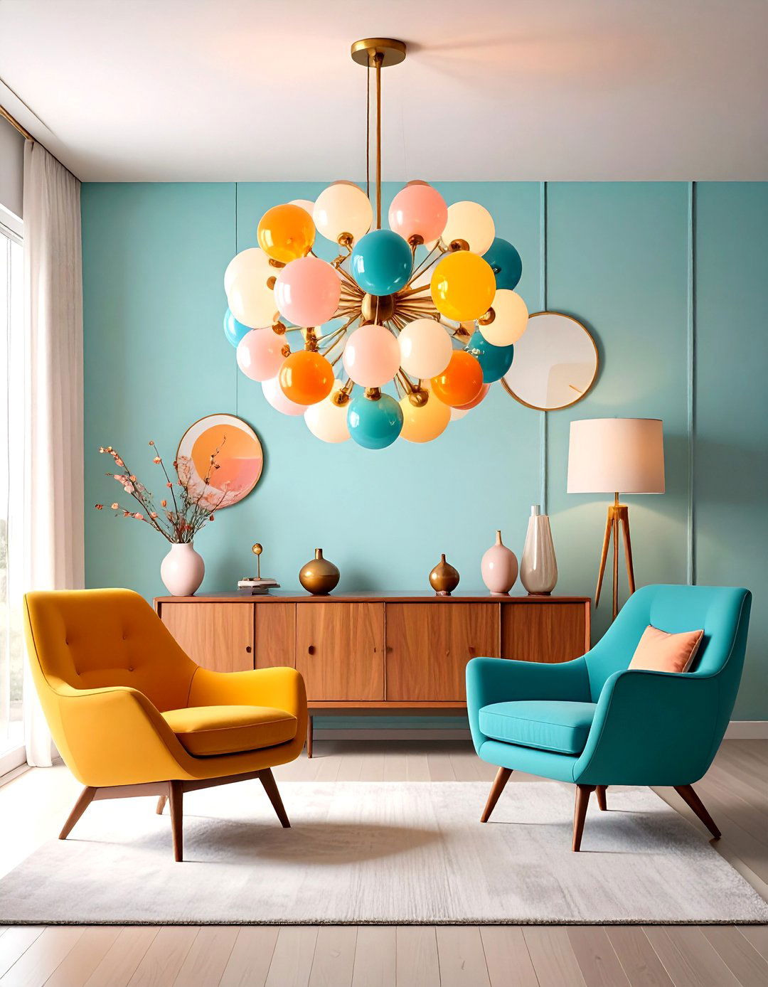 Mid Century Globe Chandelier - 30 living room chandelier ideas