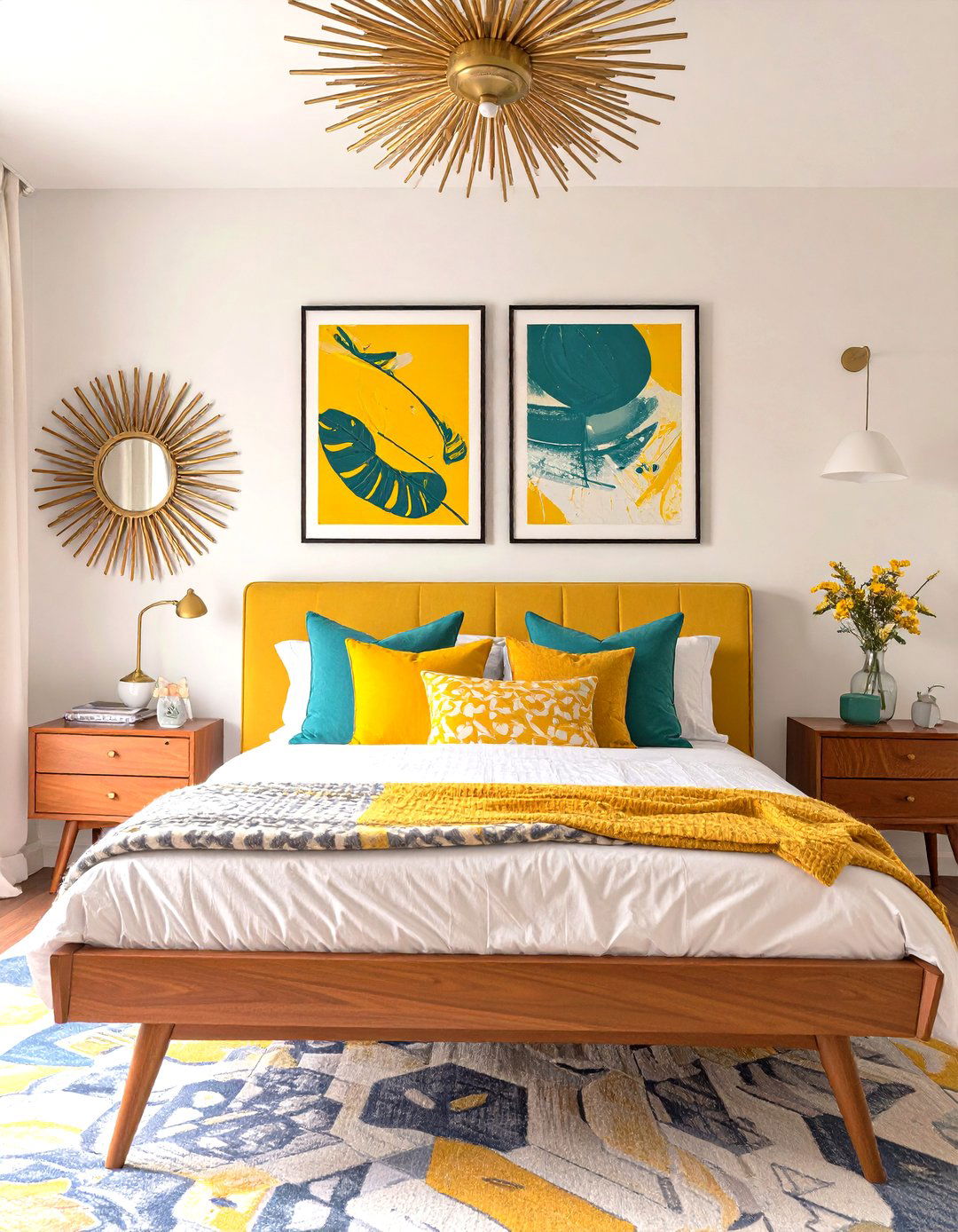 Mid Century Modern Abstract Bedroom - 30 master bedroom pictures above bed ideas