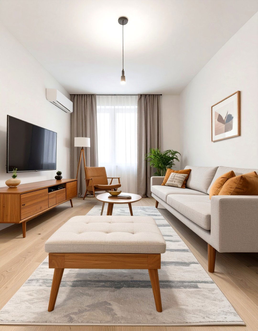 Mid Century Modern Arrangement - 30 narrow living room ideas with tv