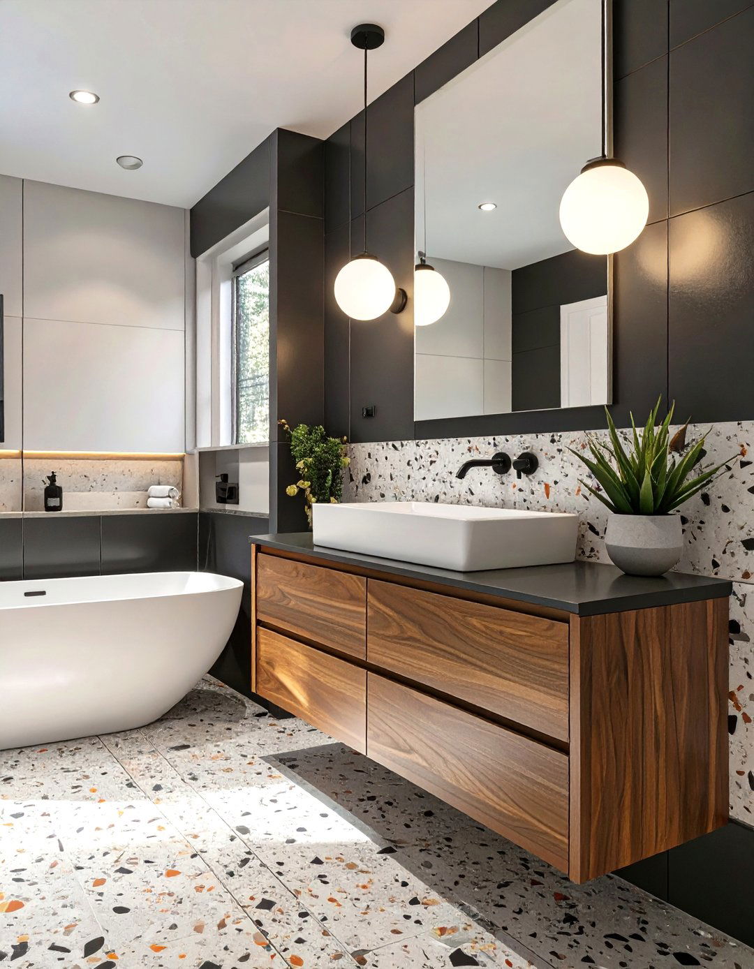 Mid Century Modern Bathroom - 30 black and white bathroom ideas