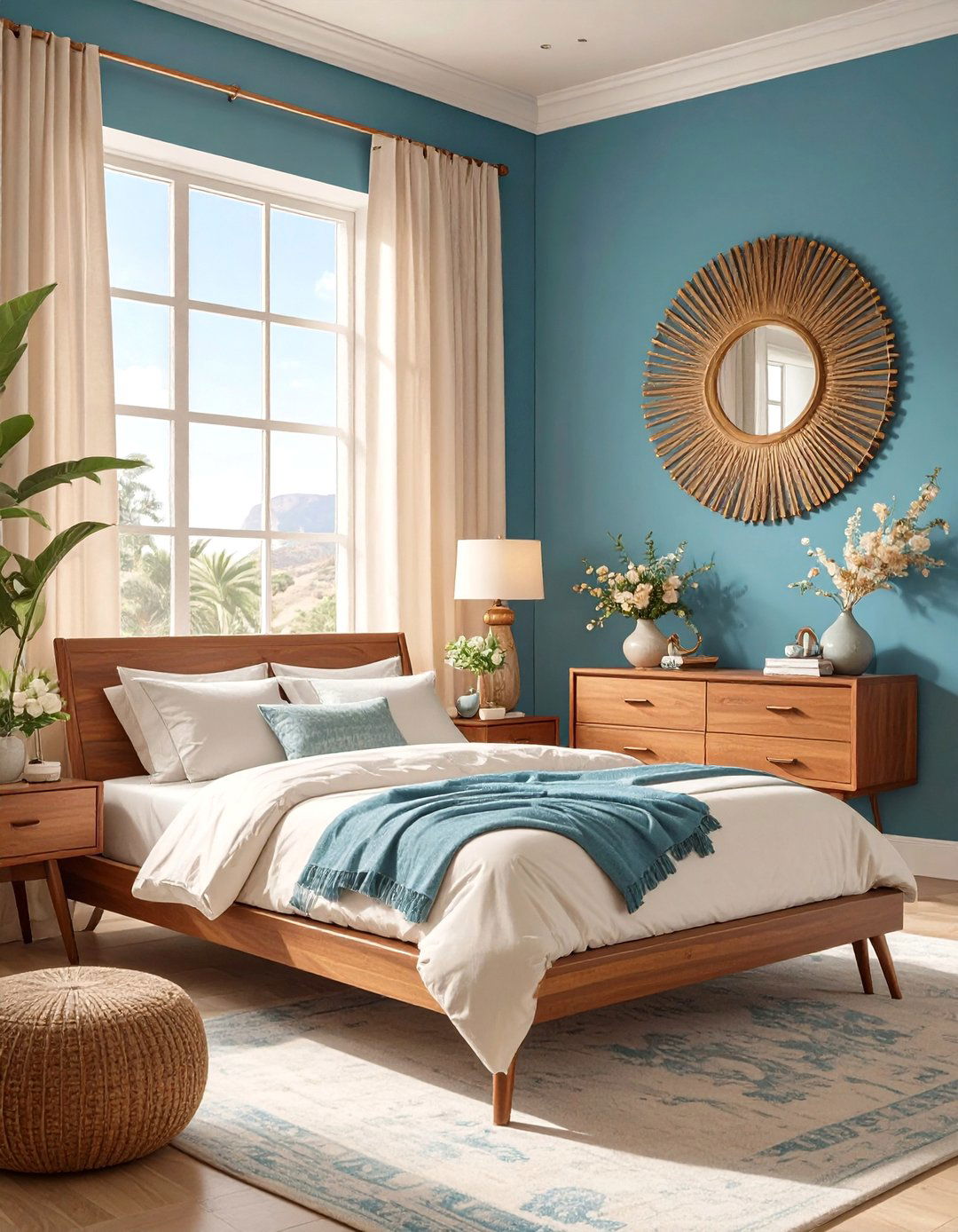 Mid Century Modern Cerulean Bedroom - 30 blue bedroom ideas
