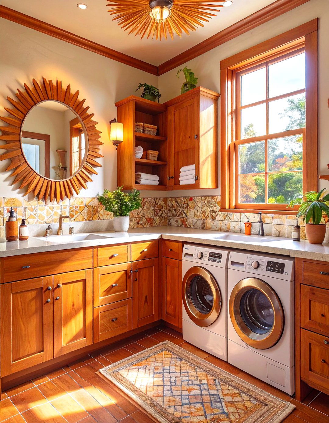 Mid Century Modern Combo Room - 30 combination small bathroom and laundry room combo designs
