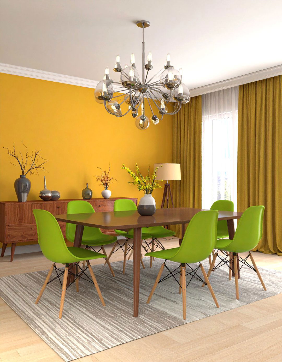 Mid Century Modern Dining Space - 30 3d rendering interior design ideas