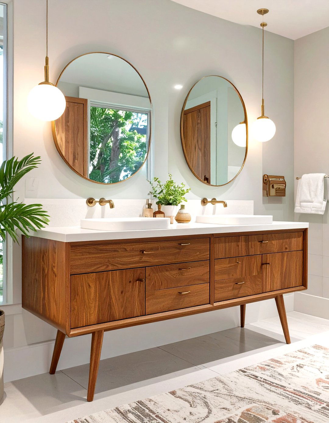 Mid Century Modern Double Vanity - 30 master bathroom double sink vanity ideas