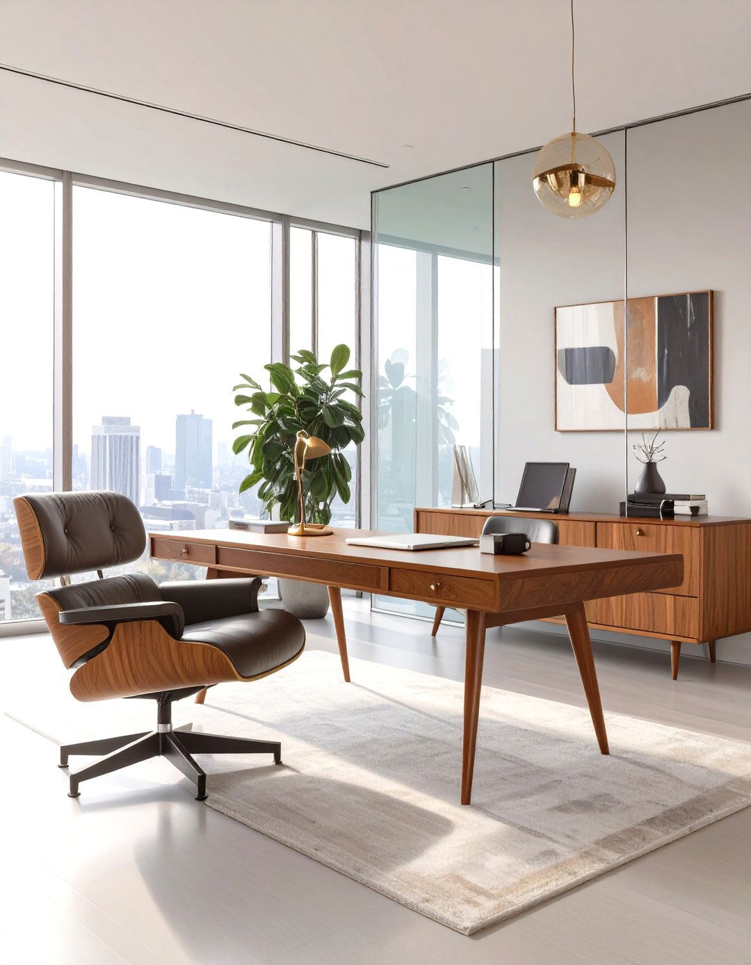 Mid Century Modern Executive Office - 30 modern office interior design ideas