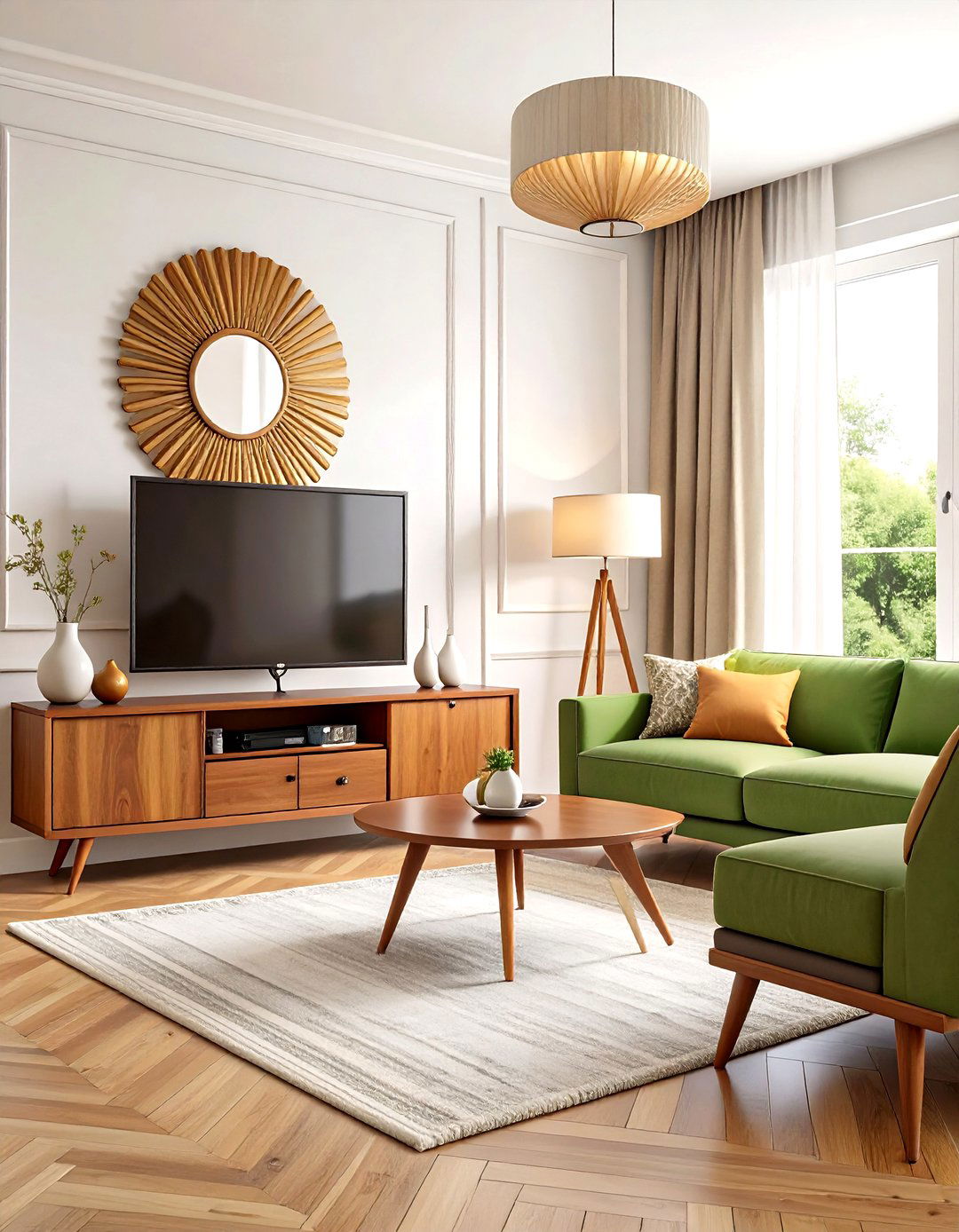 Mid Century Modern Family Room with Tapered Legs - 30 family room ideas with tv