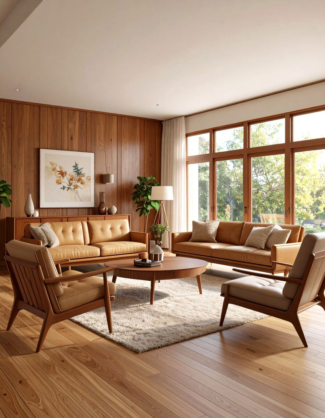 Mid Century Modern Flat Panel Wainscoting - 30 living room wainscoting ideas