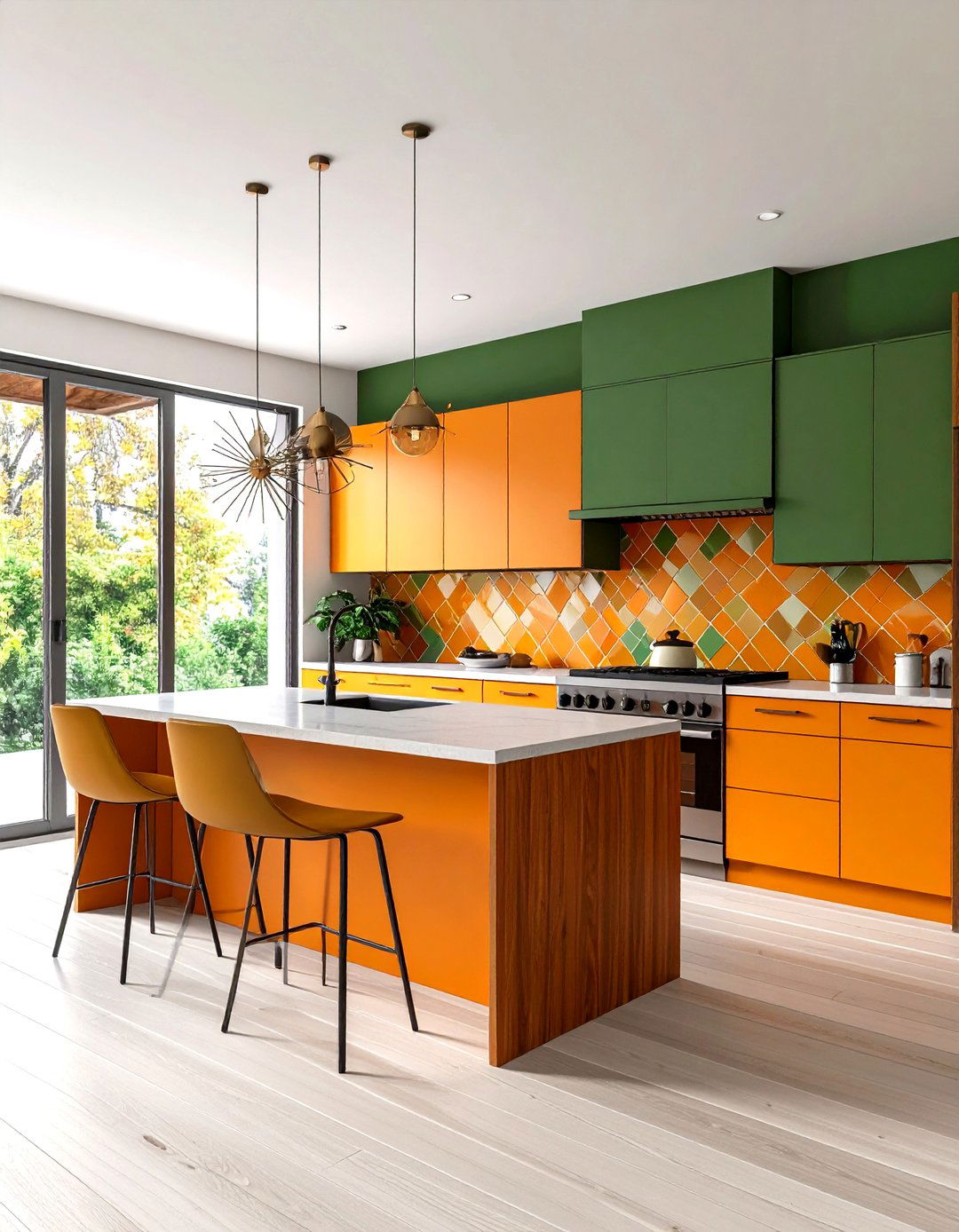 Mid Century Modern Geometric Kitchen - 30 kitchen backsplash tile ideas
