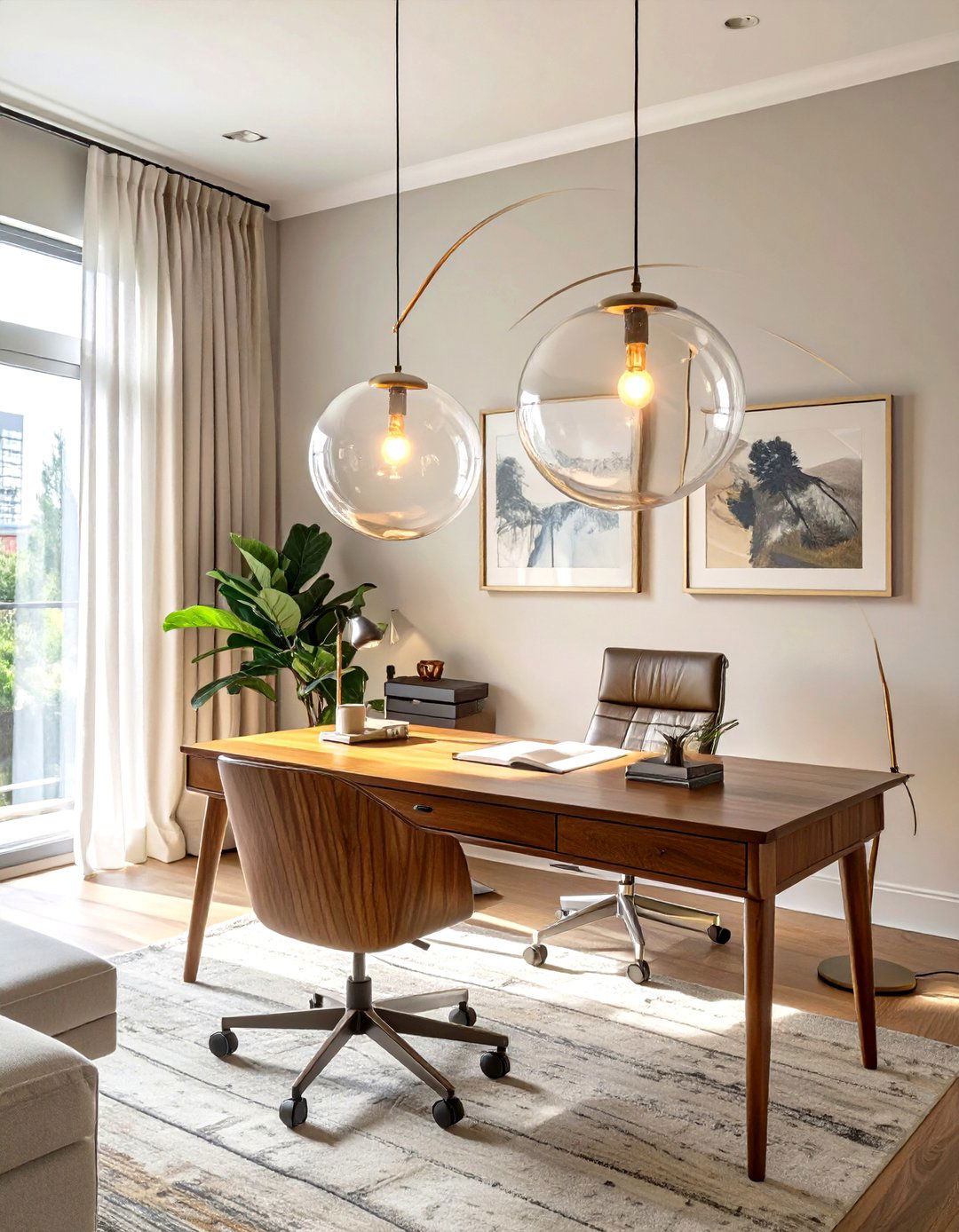 Mid Century Modern Globe Pendants - 30 home office lighting ideas