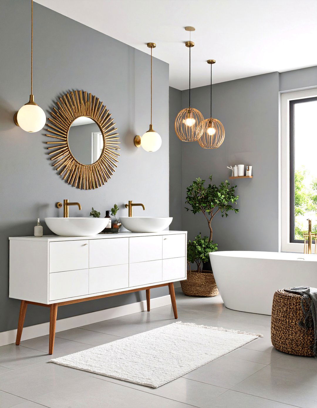 Mid Century Modern Gray Bathroom - 30 gray and white bathroom ideas